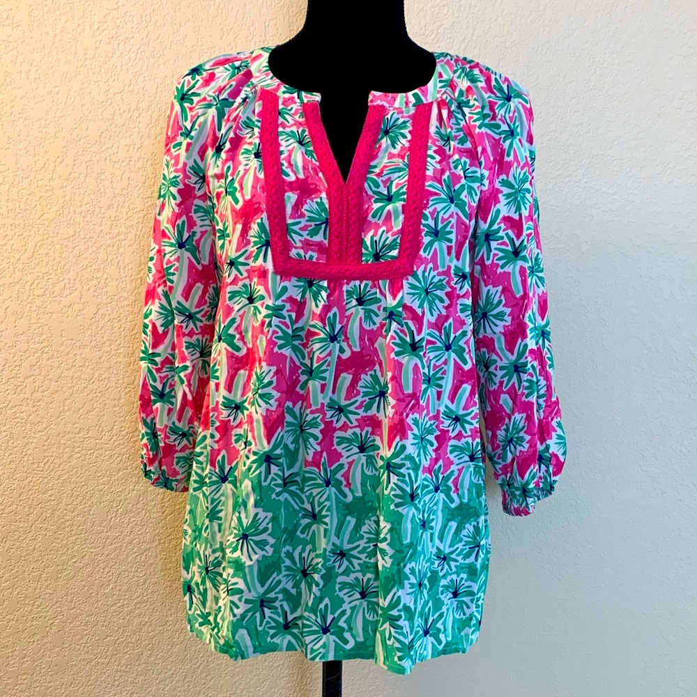 Long sleeve palm tree blouse